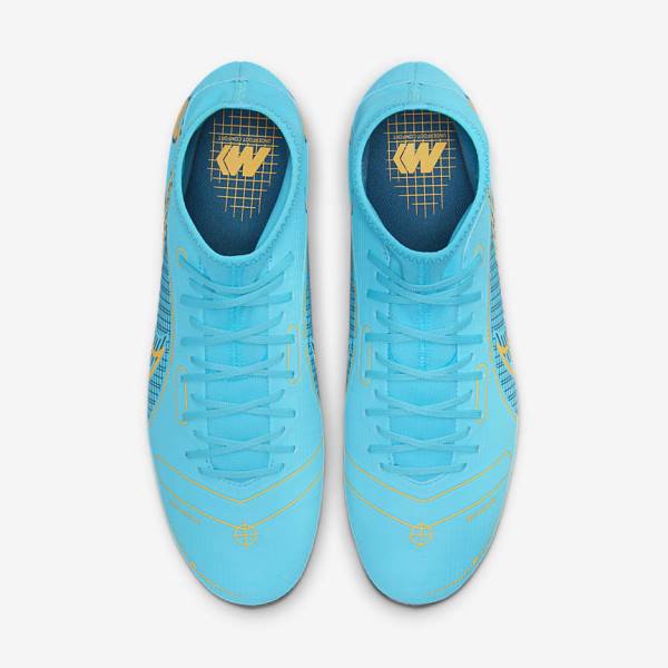 Women's Nike Mercurial Superfly 8 Academy SG-PRO Anti-Clog Traction Soft-Grounds Football Shoes Blue / Orange | NK752VOK