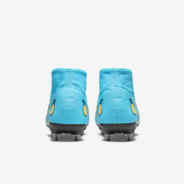 Women's Nike Mercurial Superfly 8 Academy SG-PRO Anti-Clog Traction Soft-Grounds Football Shoes Blue / Orange | NK752VOK