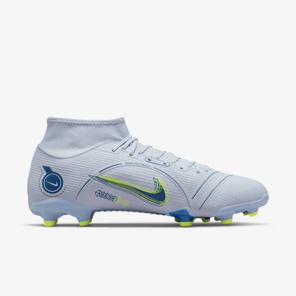 Women's Nike Mercurial Superfly 8 Academy MG Multi-Grounds Football Shoes Grey / Light Blue / Dark Blue | NK860AQX