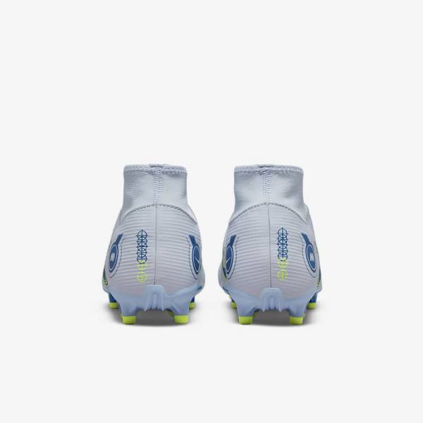 Women's Nike Mercurial Superfly 8 Academy MG Multi-Grounds Football Shoes Grey / Light Blue / Dark Blue | NK860AQX