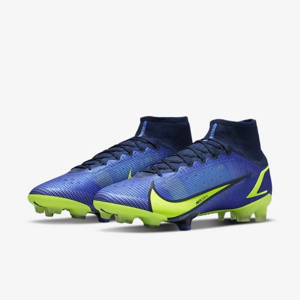 Women's Nike Mercurial Superfly 8 Elite FG Firm-Grounds Football Shoes Blue | NK261GKP