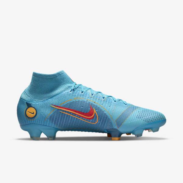 Women's Nike Mercurial Superfly 8 Elite FG Firm-Grounds Football Shoes Blue / Orange | NK271LCM