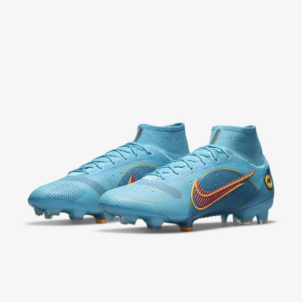 Women's Nike Mercurial Superfly 8 Elite FG Firm-Grounds Football Shoes Blue / Orange | NK271LCM