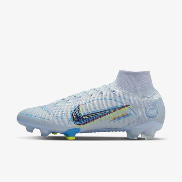 Women\'s Nike Mercurial Superfly 8 Elite FG Firm-Grounds Football Shoes Grey / Light Blue / Blue | NK295HQK