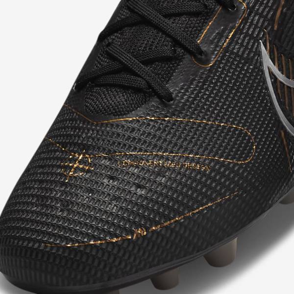 Women's Nike Mercurial Superfly 8 Elite AG Artificial-Grasss Football Shoes Black / Metal Silver / Grey / Metal Gold | NK348RKJ