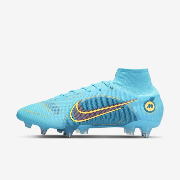 Women\'s Nike Mercurial Superfly 8 Elite SG-PRO Anti-Clog Traction Soft-Ground Football Shoes Blue / Orange | NK469LFD