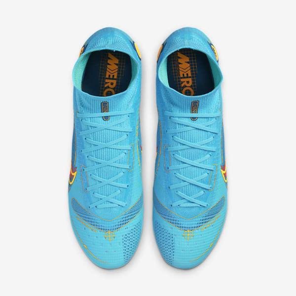 Women's Nike Mercurial Superfly 8 Elite AG Artificial-Grasss Football Shoes Blue / Orange | NK940BGE