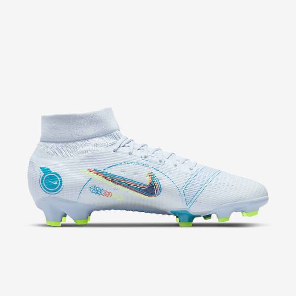 Women's Nike Mercurial Superfly 8 Pro FG Firm-Ground Football Shoes Grey / Light Blue / Dark Blue | NK162CYN