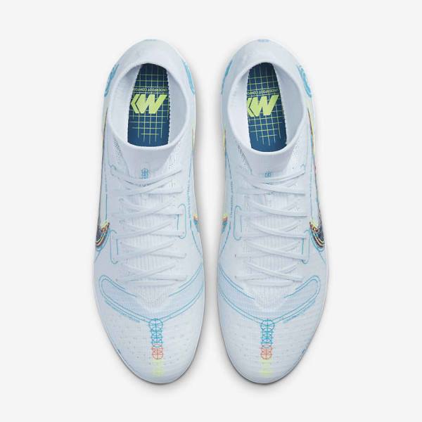 Women's Nike Mercurial Superfly 8 Pro FG Firm-Ground Football Shoes Grey / Light Blue / Dark Blue | NK162CYN