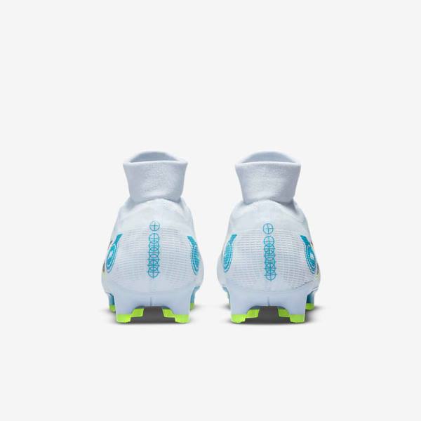 Women's Nike Mercurial Superfly 8 Pro FG Firm-Ground Football Shoes Grey / Light Blue / Dark Blue | NK162CYN