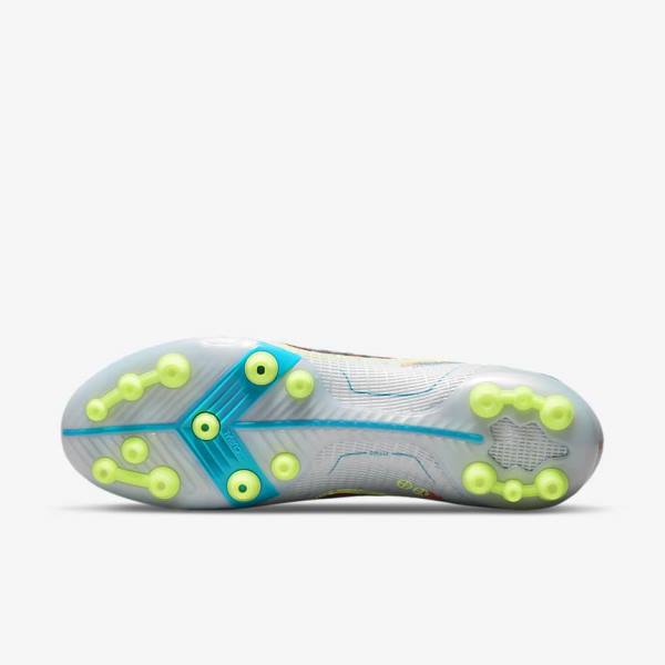 Women's Nike Mercurial Vapor 14 Elite AG Artificial-Grounds Football Shoes Grey / Light Blue / Orange / Blue | NK143LMU