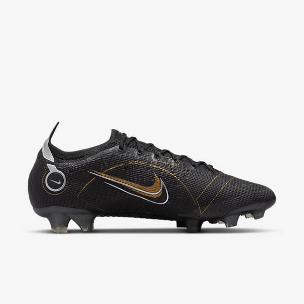 Women's Nike Mercurial Vapor 14 Elite FG Firm-Grounds Football Shoes Black / Metal Silver / Grey / Metal Gold | NK701JQV