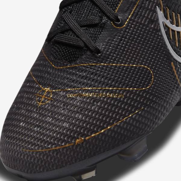 Women's Nike Mercurial Vapor 14 Elite FG Firm-Grounds Football Shoes Black / Metal Silver / Grey / Metal Gold | NK701JQV