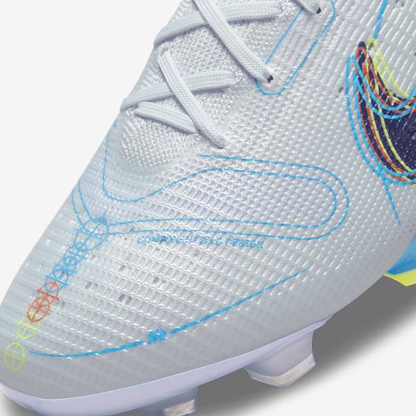 Women's Nike Mercurial Vapor 14 Elite FG Firm-Grounds Football Shoes Grey / Light Blue / Blue | NK892OUN