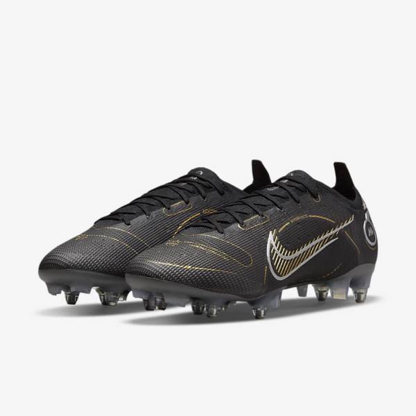 Women's Nike Mercurial Vapor 14 Elite SG-PRO Anti-Clog Traction Soft-Grounds Football Shoes Black / Metal Silver / Grey / Metal Gold | NK672LPJ