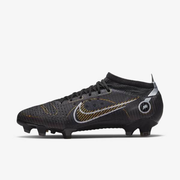 Women\'s Nike Mercurial Vapor 14 Pro FG Firm-Ground Football Shoes Black / Metal Silver / Grey / Metal Gold | NK849TBC