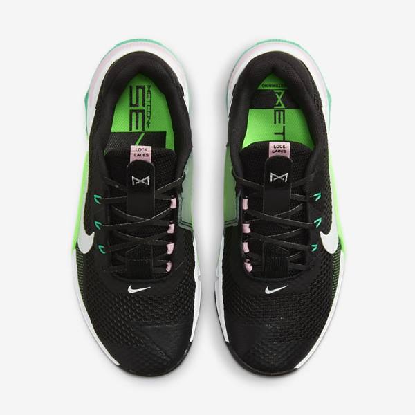 Women's Nike Metcon 7 Training Shoes Black / Green / Pink / White | NK513NCB