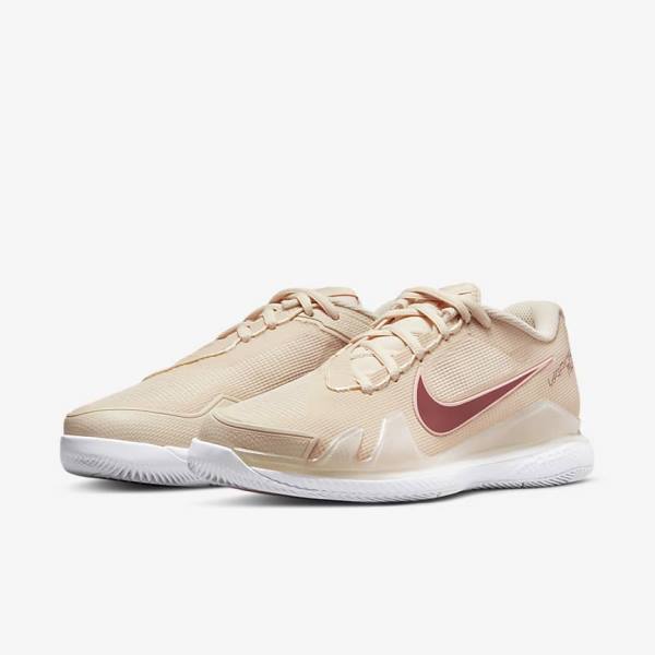 Women's Nike NikeCourt Air Zoom Vapor Pro Hard-Court Tennis Shoes White / Coral / Red | NK139WQP