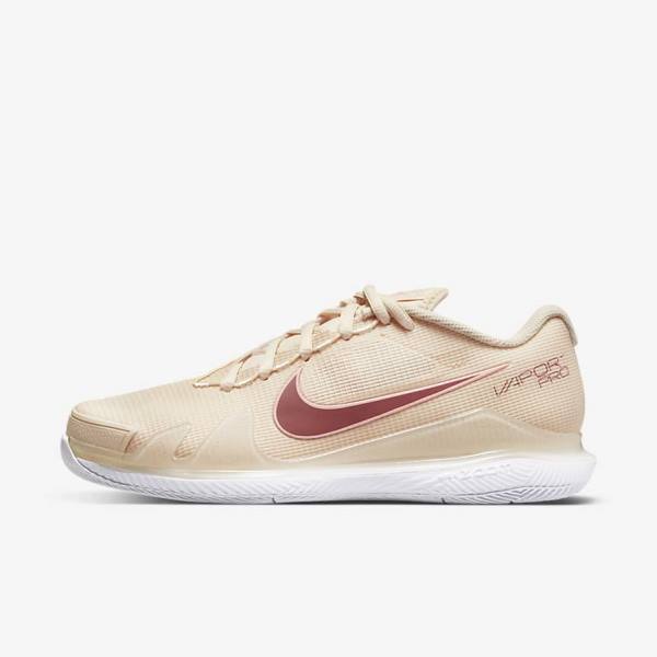 Women\'s Nike NikeCourt Air Zoom Vapor Pro Hard-Court Tennis Shoes White / Coral / Red | NK139WQP