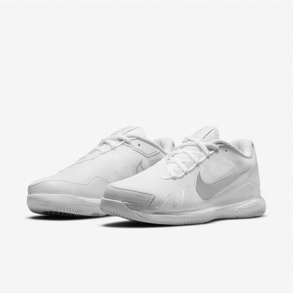 Women's Nike NikeCourt Air Zoom Vapor Pro Hard-Court Tennis Shoes White / Metal Silver | NK423OFR