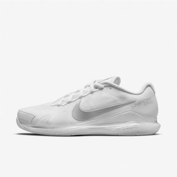 Women\'s Nike NikeCourt Air Zoom Vapor Pro Hard-Court Tennis Shoes White / Metal Silver | NK423OFR