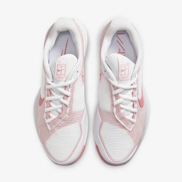 Women's Nike NikeCourt Air Zoom Vapor Pro Clay Court Tennis Shoes White / Pink Light Blue | NK753ZDJ