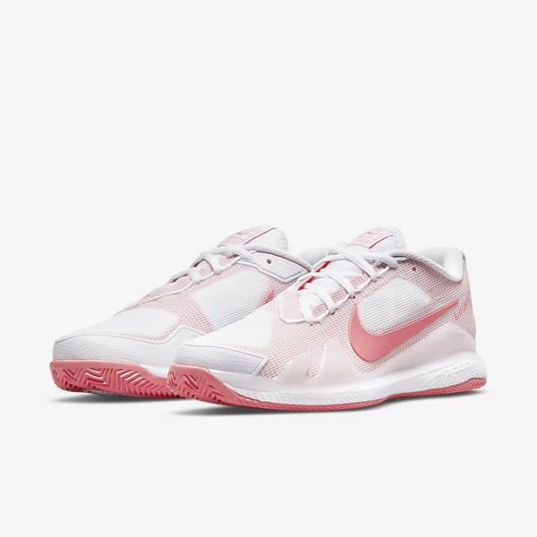 Women's Nike NikeCourt Air Zoom Vapor Pro Clay Court Tennis Shoes White / Pink Light Blue | NK753ZDJ