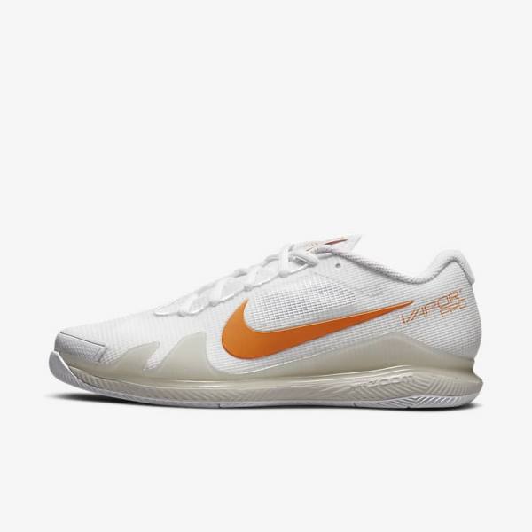 Women\'s Nike NikeCourt Air Zoom Vapor Pro Hard-Court Tennis Shoes White / Light Beige / Blue | NK926JSV