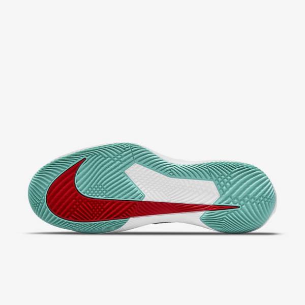 Women's Nike NikeCourt Air Zoom Vapor Pro Hard-Court Tennis Shoes White / Red / Burgundy / Turquoise | NK968YJZ