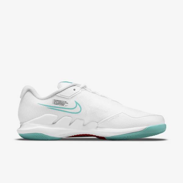 Women's Nike NikeCourt Air Zoom Vapor Pro Hard-Court Tennis Shoes White / Red / Burgundy / Turquoise | NK968YJZ