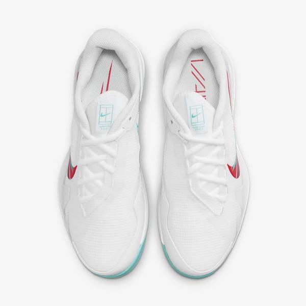 Women's Nike NikeCourt Air Zoom Vapor Pro Hard-Court Tennis Shoes White / Red / Burgundy / Turquoise | NK968YJZ