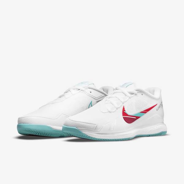 Women's Nike NikeCourt Air Zoom Vapor Pro Hard-Court Tennis Shoes White / Red / Burgundy / Turquoise | NK968YJZ