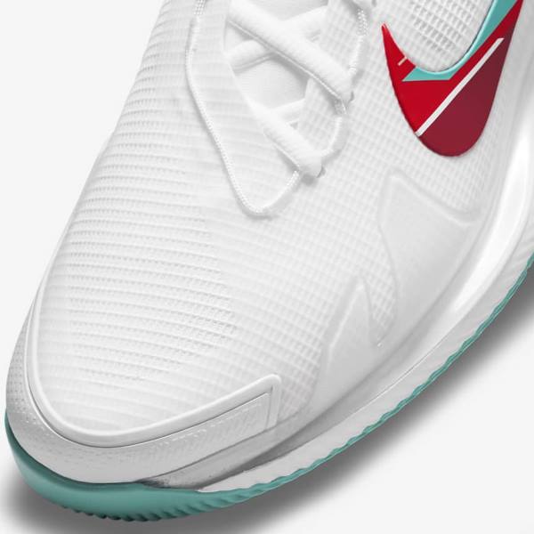 Women's Nike NikeCourt Air Zoom Vapor Pro Hard-Court Tennis Shoes White / Red / Burgundy / Turquoise | NK968YJZ