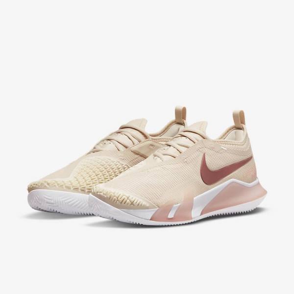 Women's Nike NikeCourt React Vapor NXT Clay Court Tennis Shoes White / Coral / Red | NK135YNP