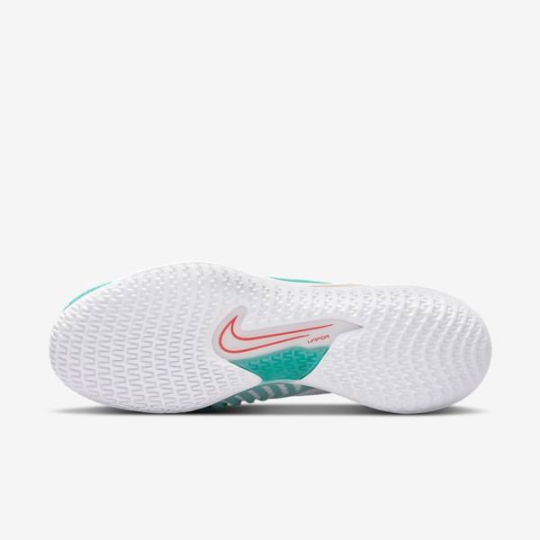 Women's Nike NikeCourt React Vapor NXT Hard Court Tennis Shoes White / Red / Burgundy / Turquoise | NK795ITR