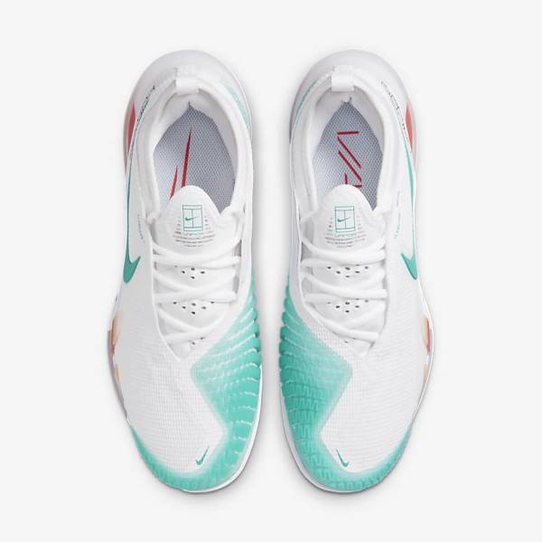 Women's Nike NikeCourt React Vapor NXT Hard Court Tennis Shoes White / Red / Burgundy / Turquoise | NK795ITR