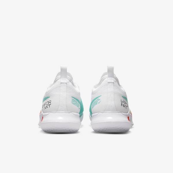 Women's Nike NikeCourt React Vapor NXT Hard Court Tennis Shoes White / Red / Burgundy / Turquoise | NK795ITR