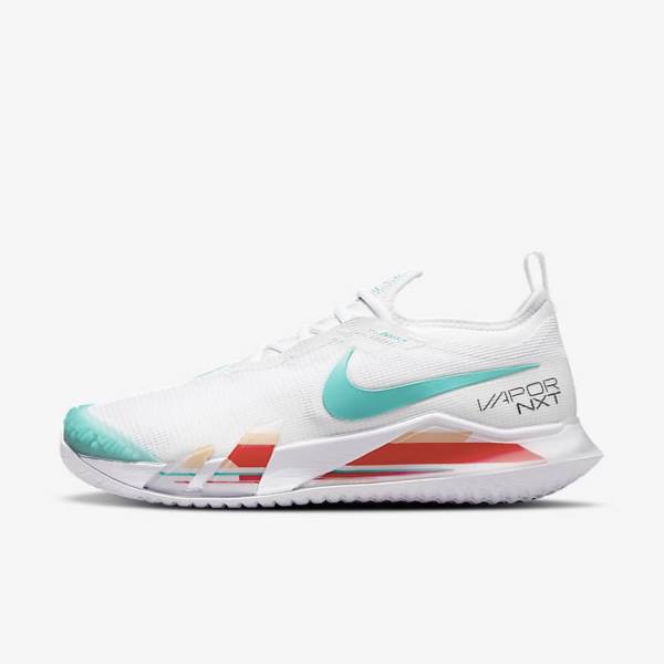 Women\'s Nike NikeCourt React Vapor NXT Hard Court Tennis Shoes White / Red / Burgundy / Turquoise | NK795ITR