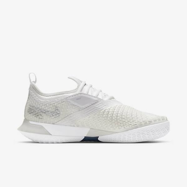 Women's Nike NikeCourt React Vapor NXT Hard Court Tennis Shoes White / Grey / Metal Silver | NK820YFV