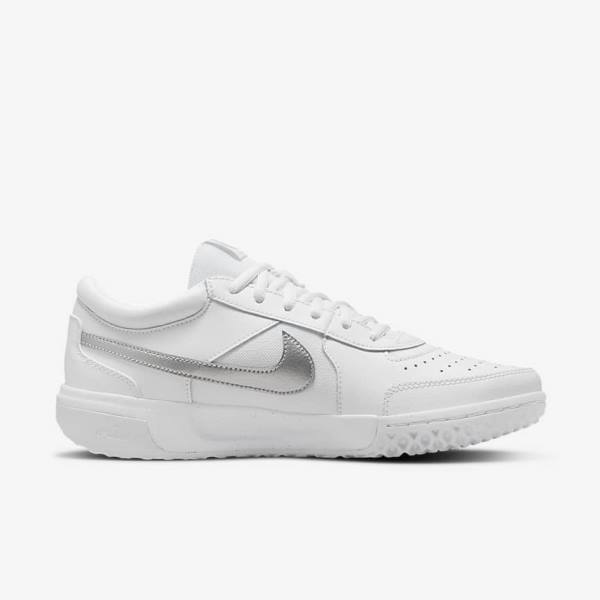 Women's Nike NikeCourt Zoom Lite 3 Tennis Shoes White / Metal Silver | NK582DJR