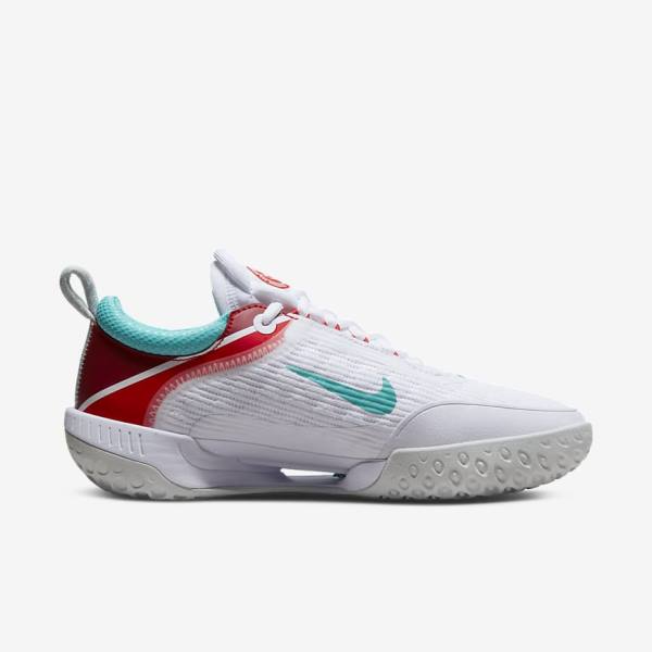 Women's Nike NikeCourt Zoom NXT Hard Court Tennis Shoes White / Light Silver / Red / Turquoise | NK147JWC