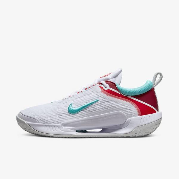 Women\'s Nike NikeCourt Zoom NXT Hard Court Tennis Shoes White / Light Silver / Red / Turquoise | NK147JWC