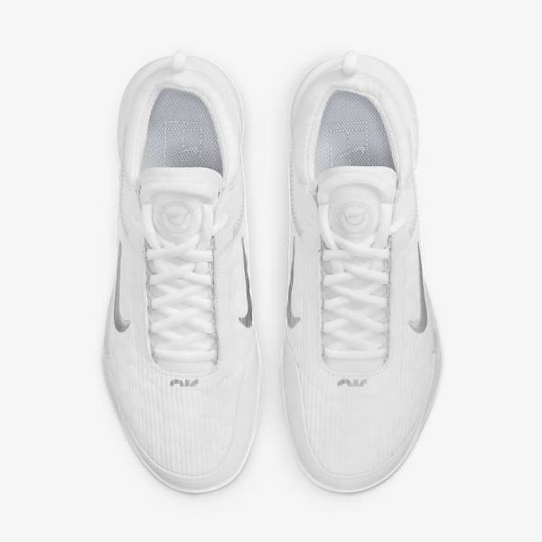 Women's Nike NikeCourt Zoom NXT Hard Court Tennis Shoes White / Grey / Metal Silver | NK512PNU