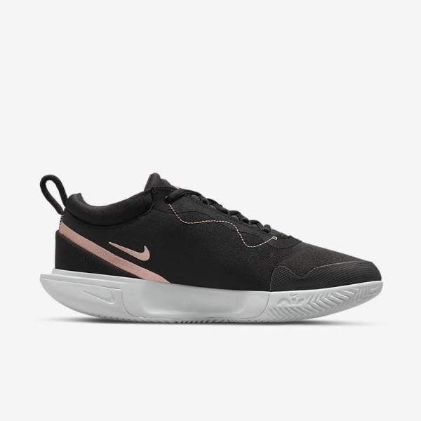 Women's Nike NikeCourt Zoom Pro Clay Court Tennis Shoes Black / White / Metal Red Brown | NK932USV