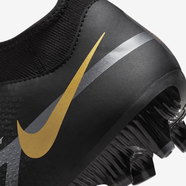 Women's Nike Phantom GT2 Academy Dynamic Fit MG Multi-Ground Football Shoes Black / Metal Gold / Dark Grey / Metal Dark Grey | NK687AZL