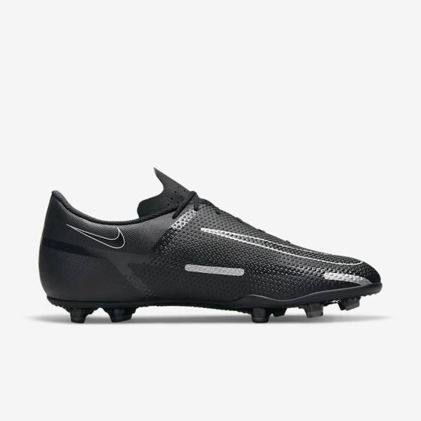 Women's Nike Phantom GT2 Club MG Multi-Ground Football Shoes Black / Dark Grey / Metal Silver | NK352GLQ