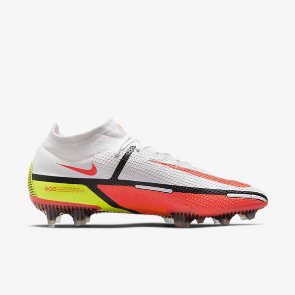 Women's Nike Phantom GT2 Dynamic Fit Elite FG Firm-Ground Football Shoes White / Light Red | NK394YDW