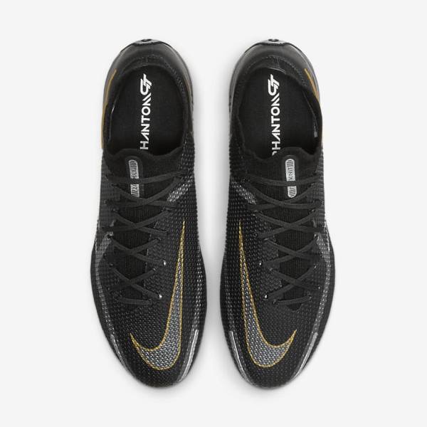 Women's Nike Phantom GT2 Elite SG-Pro AC Soft-Ground Football Shoes Black / Metal Gold / Metal Silver / Metal Dark Grey | NK091HQM