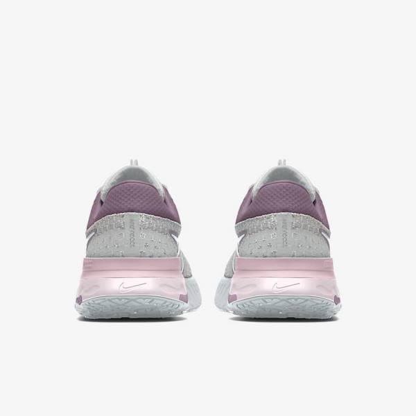 Women's Nike React Infinity Run 3 By You Custom Road Running Shoes Grey / Platinum / Grey | NK675RME