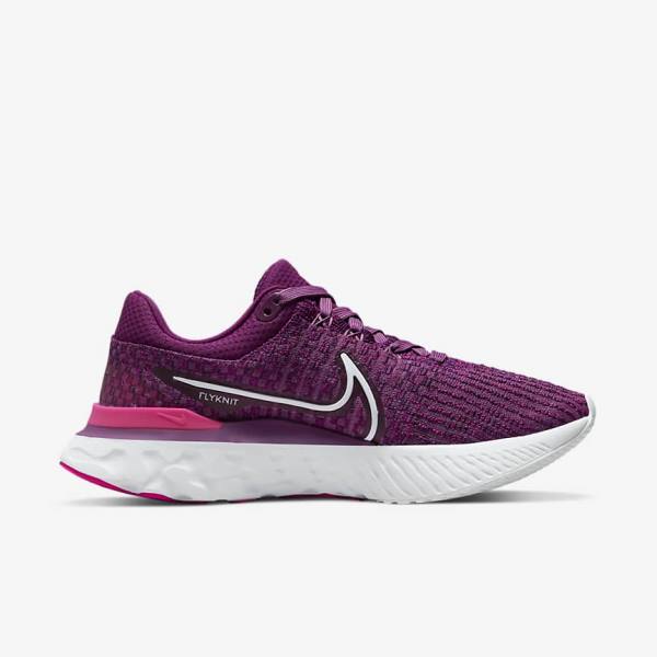 Women's Nike React Infinity Run Flyknit 3 Road Running Shoes Light Burgundy / Pink / White | NK017STA